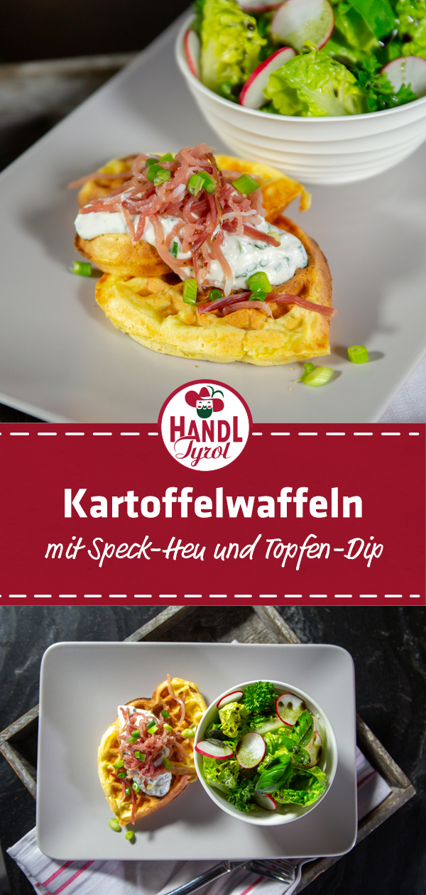 Kartoffel-Waffeln mit Speck-Heu und Topfennocke - HANDL TYROL