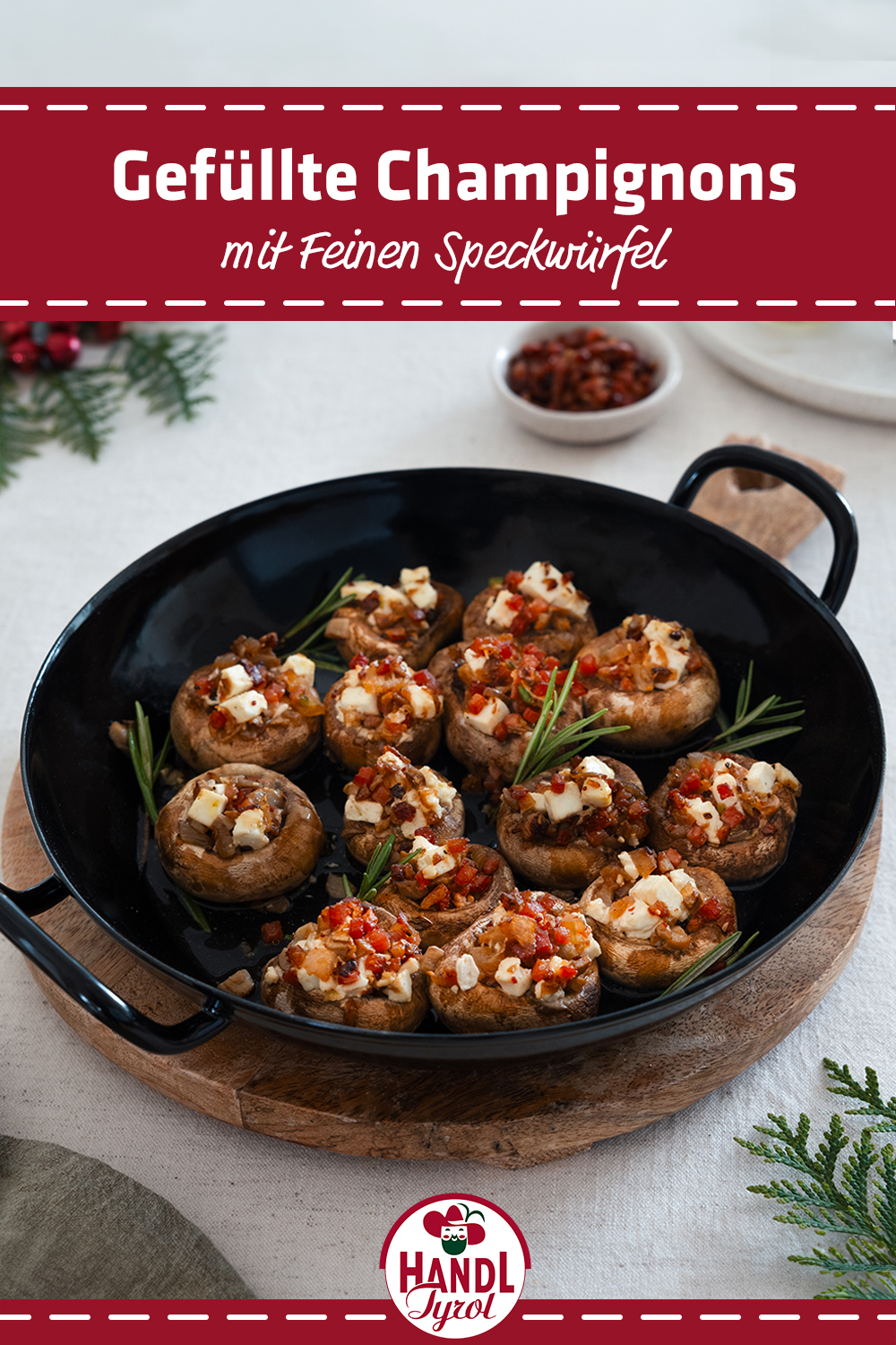 Stuffed Mushrooms with Tyrolean Ham Cubes - HANDL TYROL