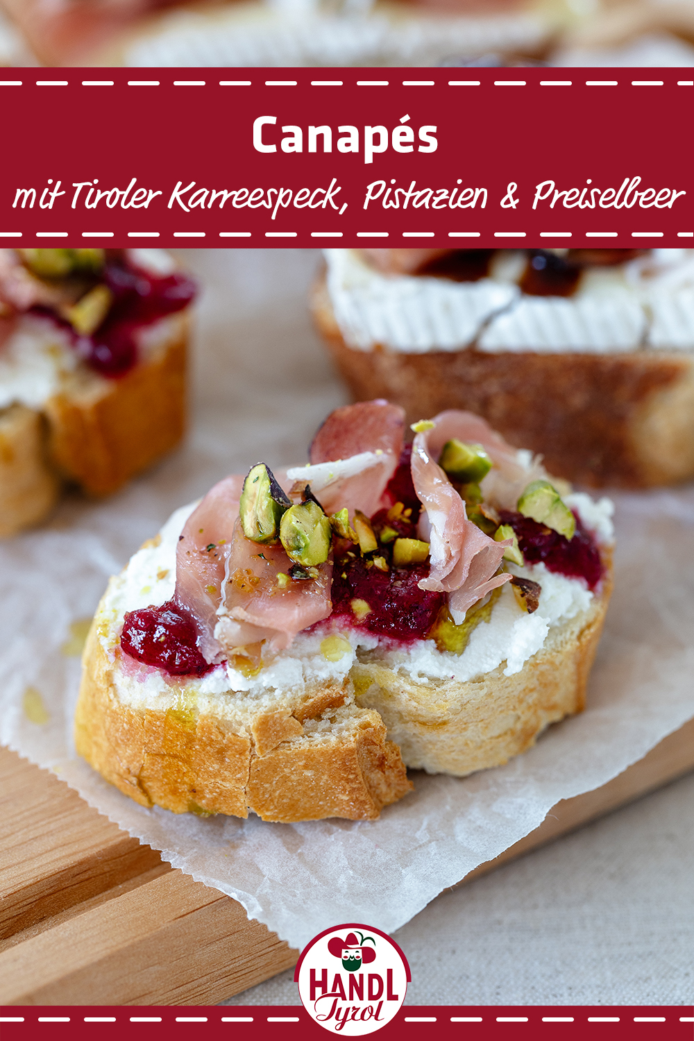 Pistachio-Cranberry Canapés with Tyrolean Loin - HANDL TYROL