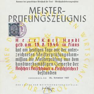 certificate Handl Tyrol