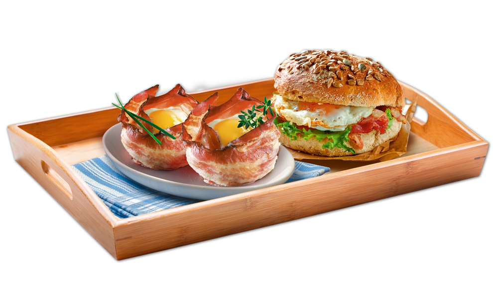 Tyrolean Ham Muffins breakfast burger with Speck Handl Tyrol