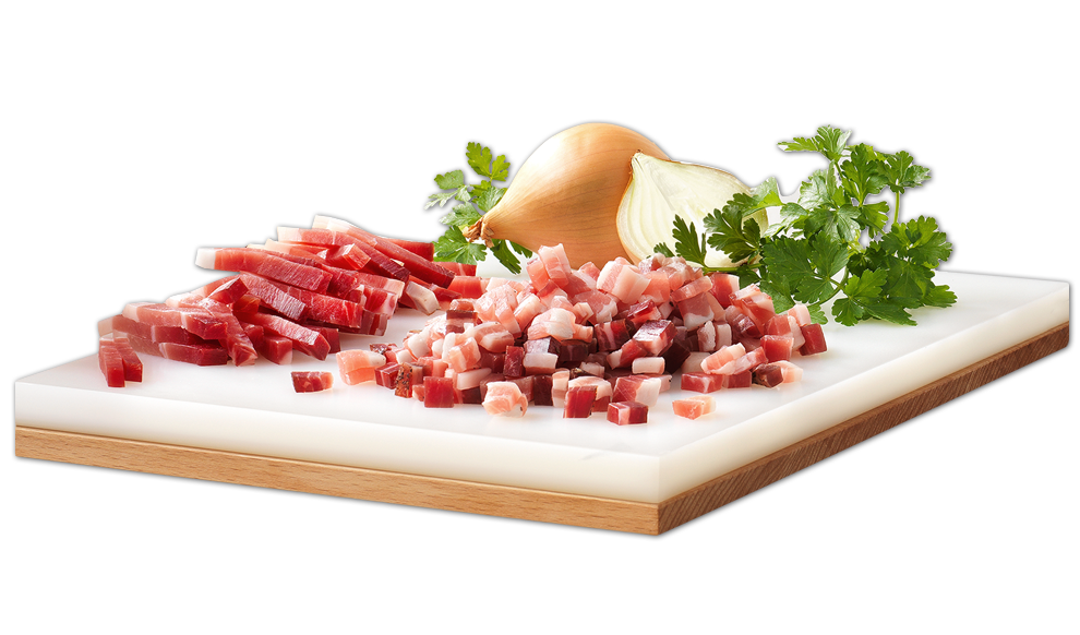 Tyrolean Ham PGI speck cut in cubes Handl Tyrol